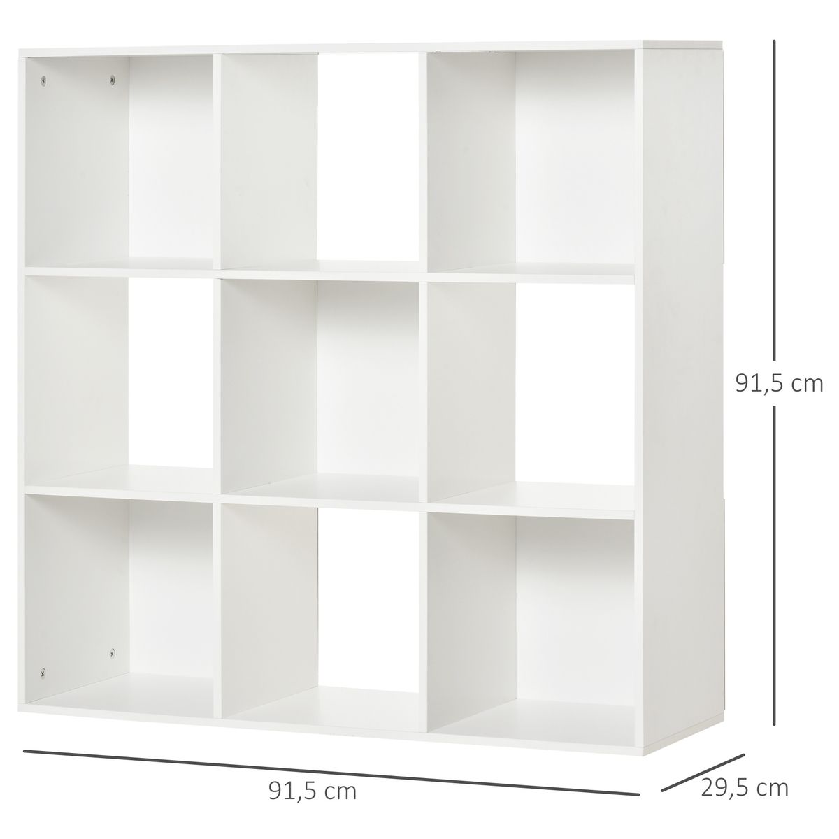 Estantería Libbe Homcom 9 compartimentos blancos 91,5x91,5x29,5 cm medidas