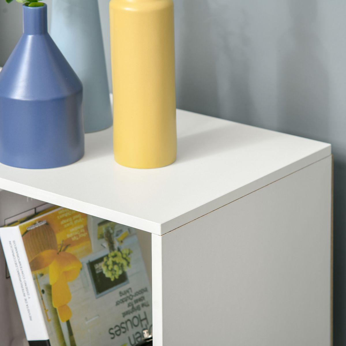Estantería Libbe Homcom 9 compartimentos blancos 91,5x91,5x29,5 cm detalle
