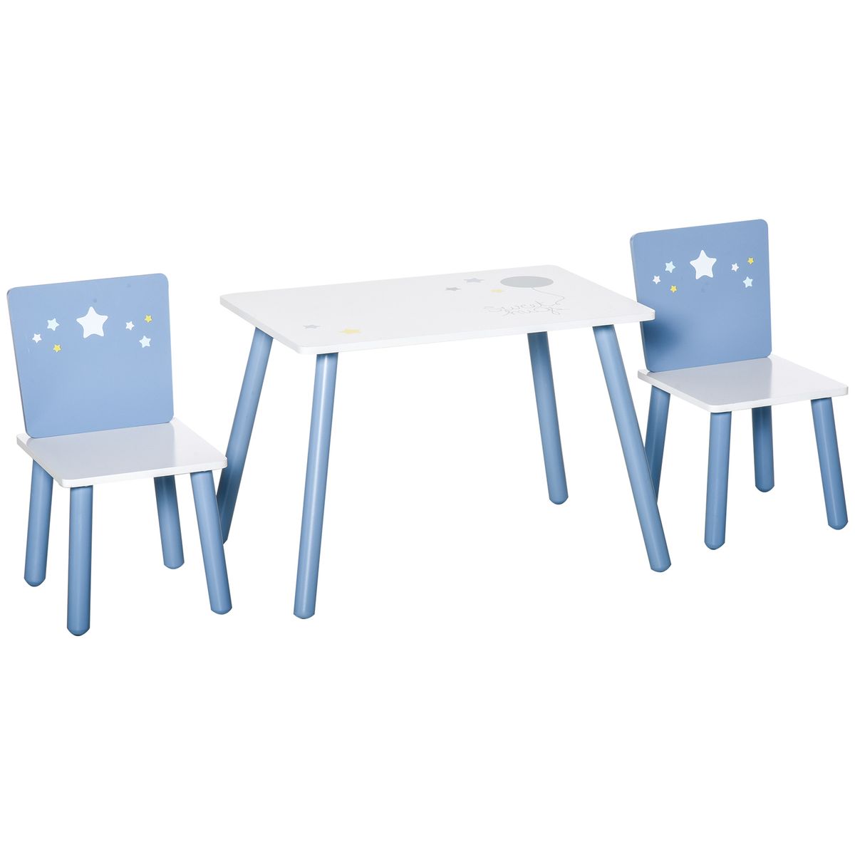 Conjunto de mesa y 2 sillas infantiles Blue Sky Homcom blanco/azul