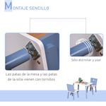 Conjunto de mesa y 2 sillas infantiles Blue Sky Homcom blanco/azul