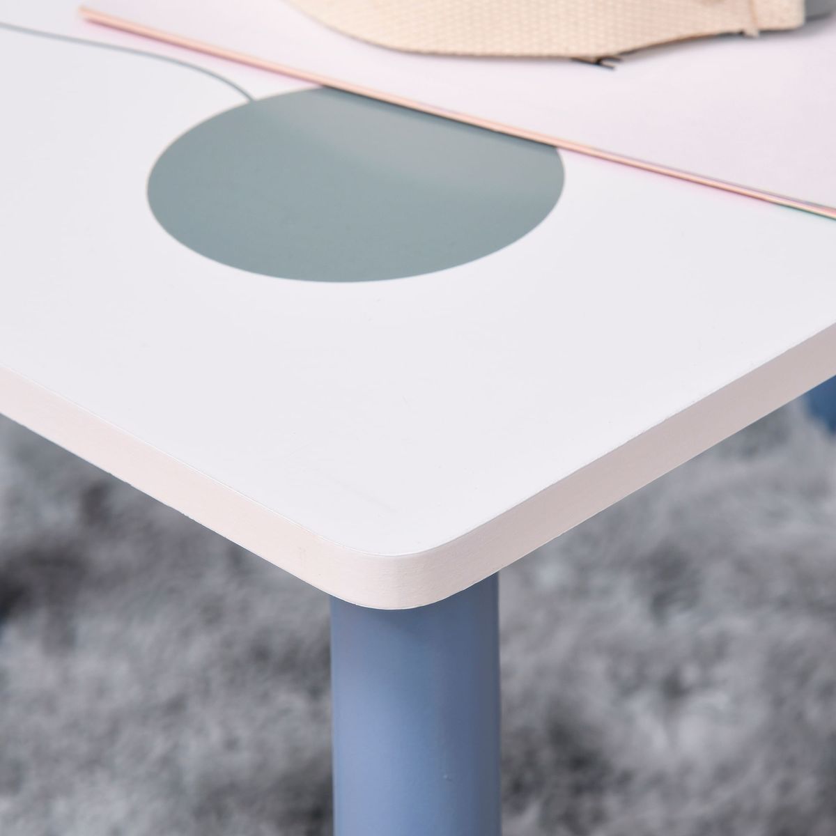 Conjunto de mesa y 2 sillas infantiles Blue Sky Homcom blanco/azul
