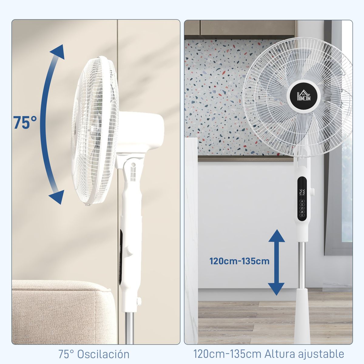 Ventilador de pie Horizon Homcom 40W función antimosquitos blanco Ø44,5x135 cm