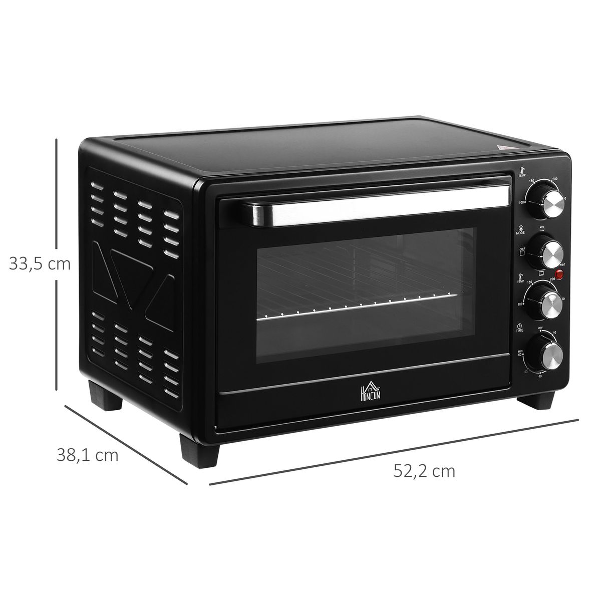 Horno de sobremesa Power Flame Homcom 32L 1600W negro 33,5x52,2x38,1 cm