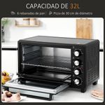 Horno de sobremesa Power Flame Homcom 32L 1600W negro 33,5x52,2x38,1 cm