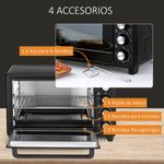 Horno de sobremesa Power Flame Homcom 32L 1600W negro 33,5x52,2x38,1 cm