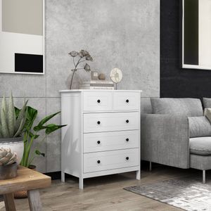Cómoda Kalue Homcom 5 cajones blanco 91x74x40 cm