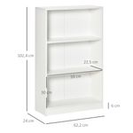 Estantería Sample Homcom 3 compartimentos blanco 102,4x62,2x24 cm medidas