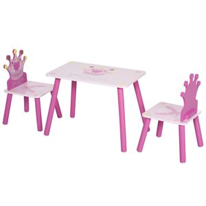 Conjunto de mesa y 2 sillas infantiles Kingdom Homcom rosa