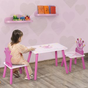 Conjunto de mesa y 2 sillas infantiles Kingdom Homcom rosa