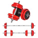Set de mancuernas Homcom 2 en 1 20kg 8 discos + 2 barras rojo