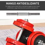 Set de mancuernas Homcom 2 en 1 20kg 8 discos + 2 barras rojo