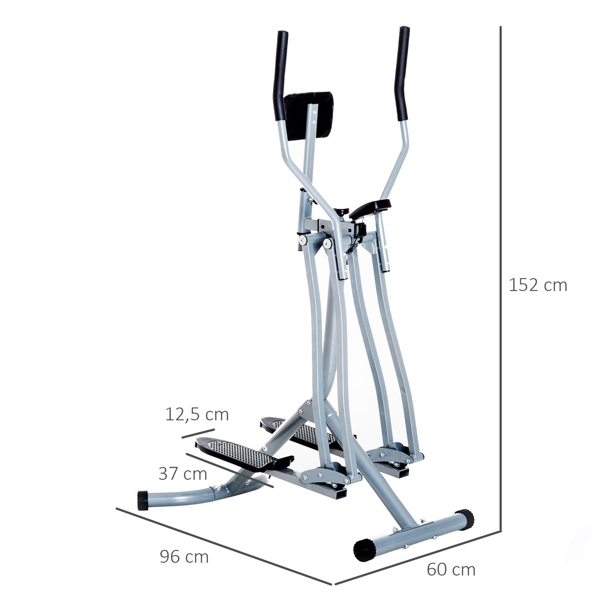 Bicicleta elíptica Go Fit Homcom pantalla LCD gris 152x60x96 cm