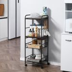 Carrito auxiliar Mieles 2 estantes + 2 cestas marrón/negro 111x40x38 cm