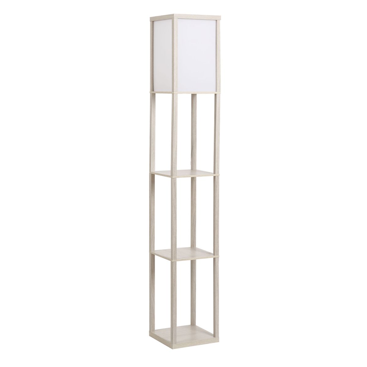 Lámpara de pie Tahi Homcom 40W 3 estantes roble/blanco 160x26 cm ofndo blanco