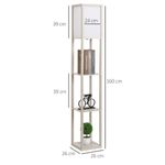 Lámpara de pie Tahi Homcom 40W 3 estantes roble/blanco 160x26 cm medidas