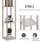 Lámpara de pie Tahi Homcom 40W 3 estantes roble/blanco 160x26 cm caracteristicas