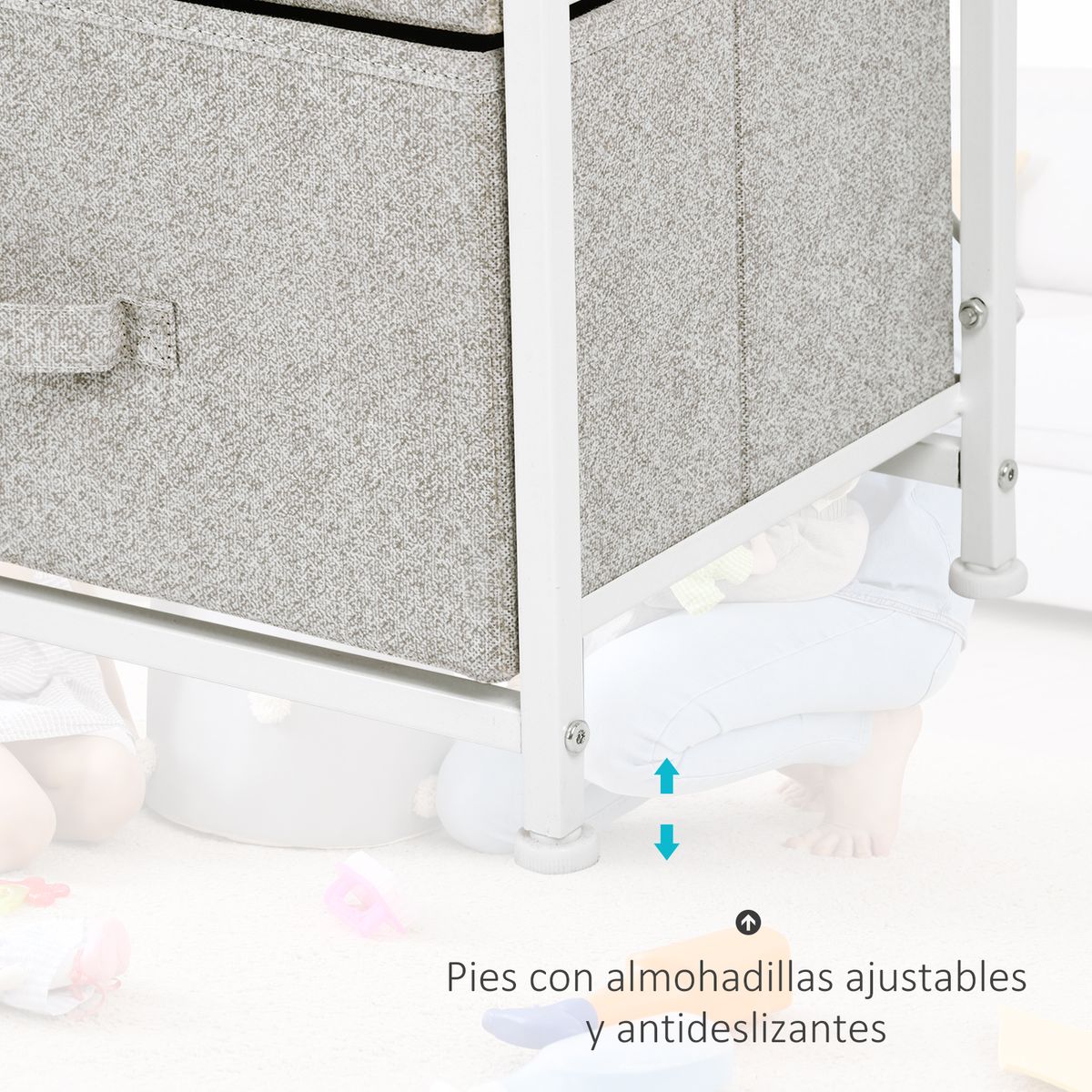 Cajonera Hatay Homcom 4 cajones tela gris 92x45x30 cm