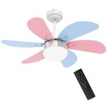 Ventilador de techo Lollipop Homcom 34W 6 aspas función verano/invierno azul/rosa Ø82,5 cm