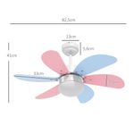 Ventilador de techo Lollipop Homcom 34W 6 aspas función verano/invierno azul/rosa Ø82,5 cm