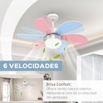 Ventilador de techo Lollipop Homcom 34W 6 aspas función verano/invierno azul/rosa Ø82,5 cm
