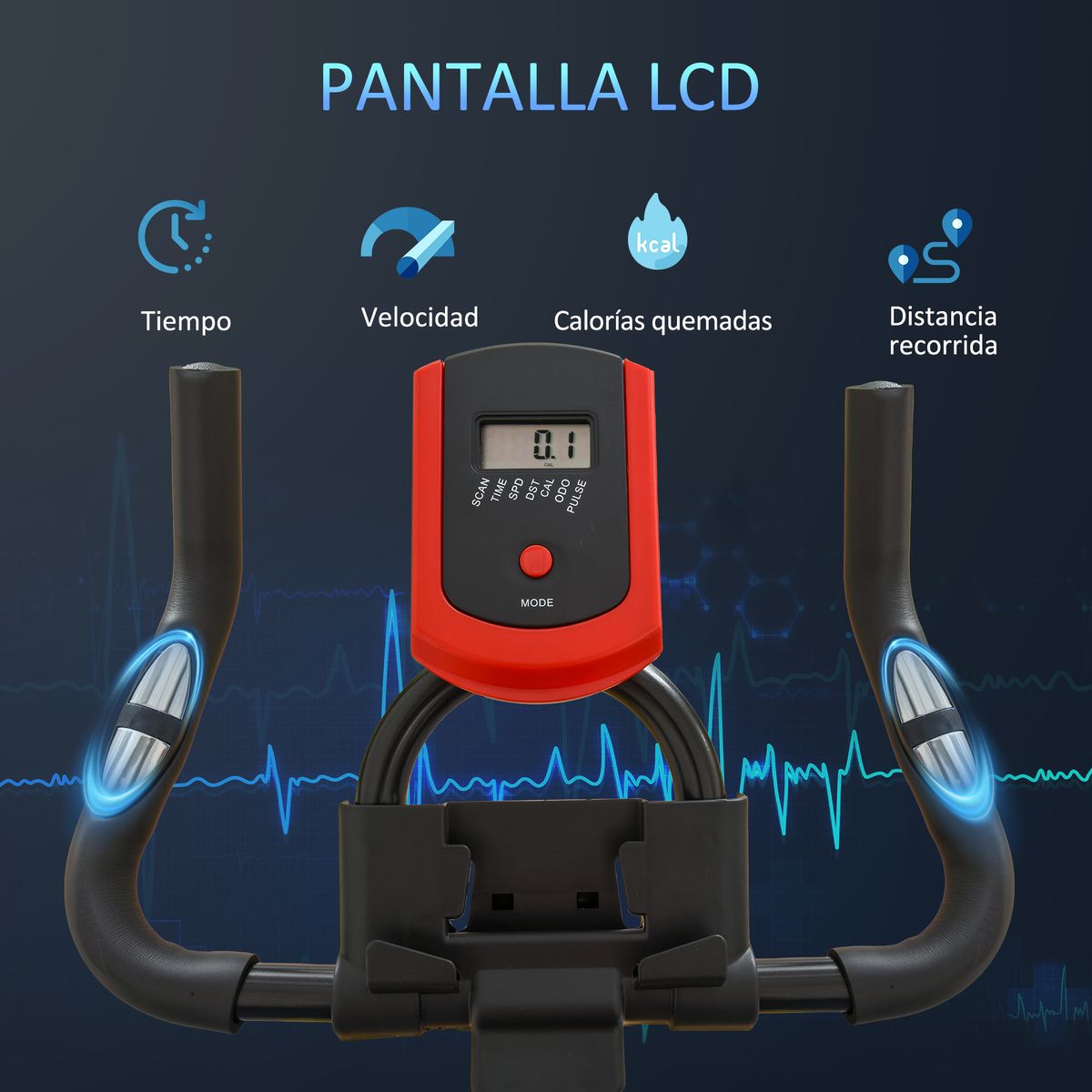 Bicicleta estática Go Fit Homcom pantalla LCD negro/rojo 104-114x46x85 cm