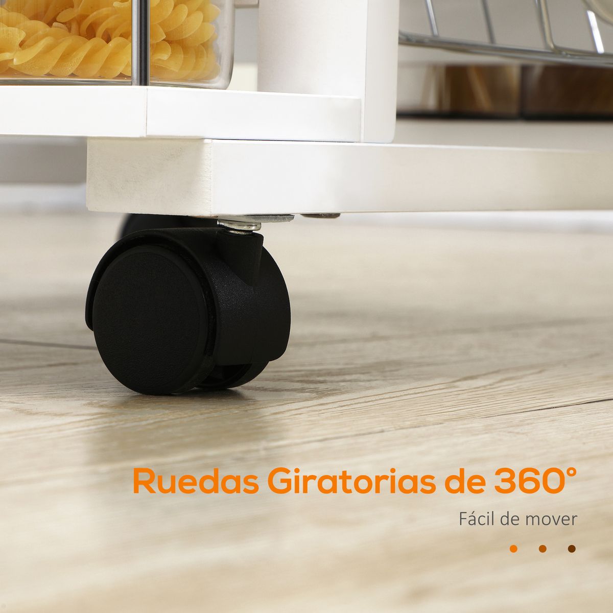 Carrito de cocina Pattay Homcom 4 niveles + cajón blanco 83x57x37 cm