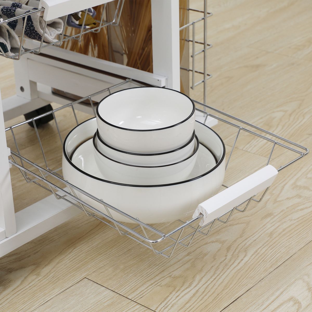 Carrito de cocina Pattay Homcom 4 niveles + cajón blanco 83x57x37 cm