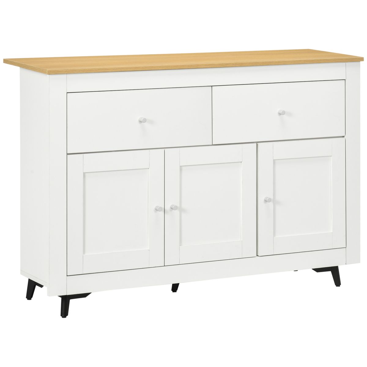 Aparador de cocina Namur Homcom 2 cajones + 3 puertas blanco/natural 80x117x35 cm