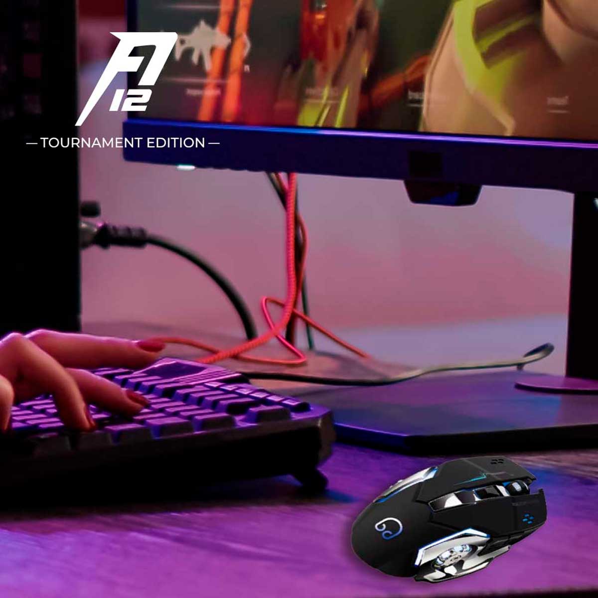 Ratón gaming inalámbrico Biwond A12 Pro Tournament Edition RGB 6 botones negro 3