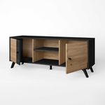 Mueble bajo de TV Mina 2 puertas + 2 módulos roble/bocamina 53x136x40 cm