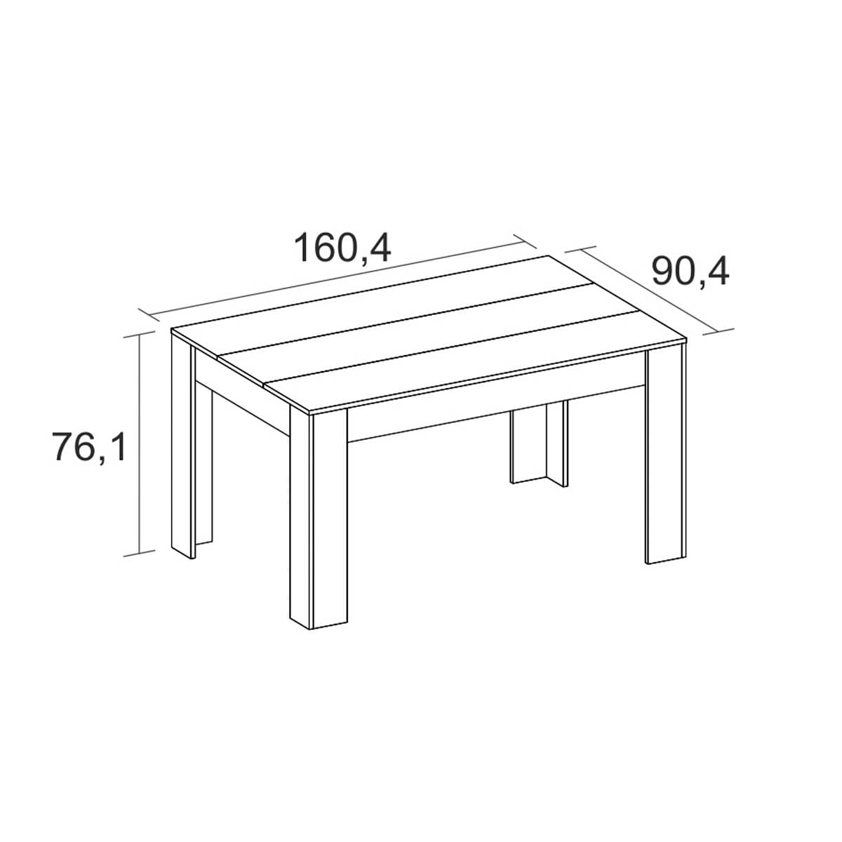 Mesa de comedor Bass rectangular naturale/bocamina 76,1x160,4x90,4 cm