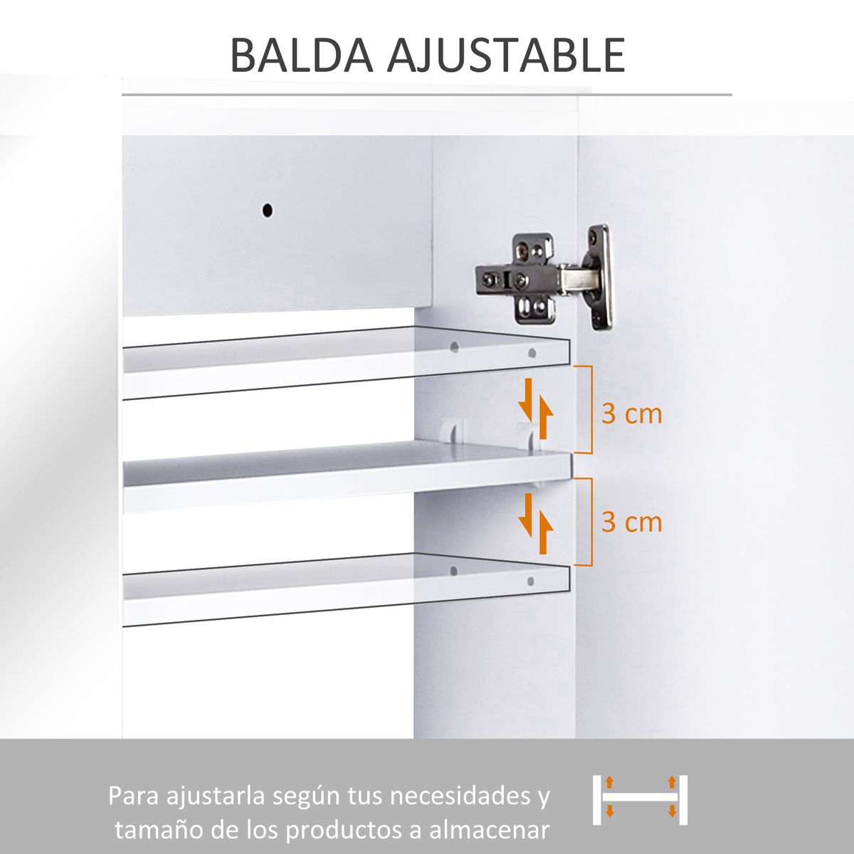 Armario Kean Homcom 2 puertas con espejo blanco 60x80x15 cm detalle