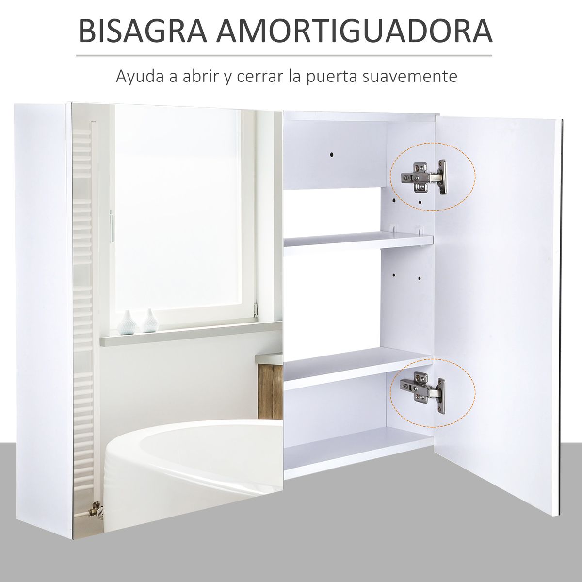 Armario Kean Homcom 2 puertas con espejo blanco 60x80x15 cm