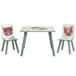 Conjunto de mesa y 2 sillas infantiles River Zonekiz +3A verde  fondo blanco