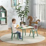 Conjunto de mesa y 2 sillas infantiles River Zonekiz +3A verde animada