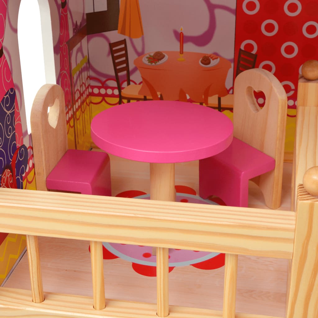 Casa de muñecas Imagine Kids 3 pisos madera rosa 90x60x30 cm