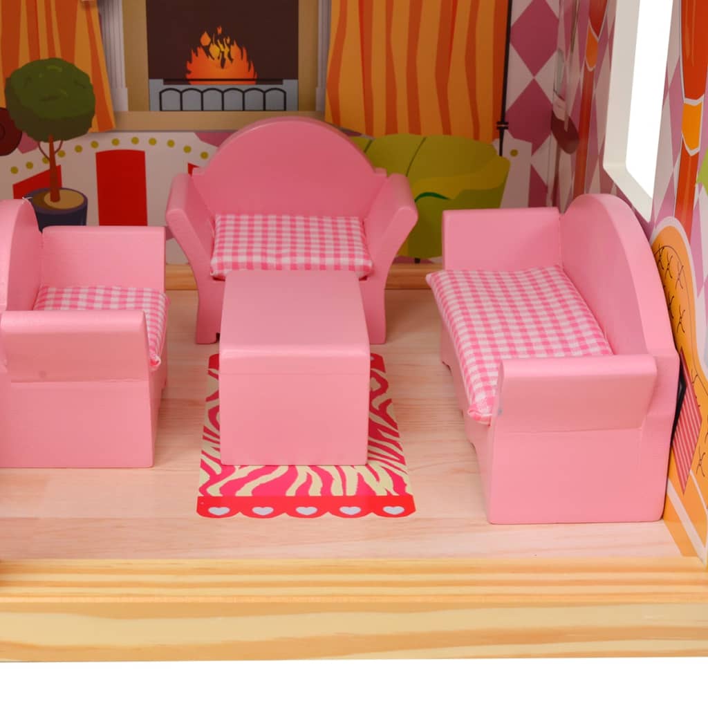 Casa de muñecas Imagine Kids 3 pisos madera rosa 90x60x30 cm