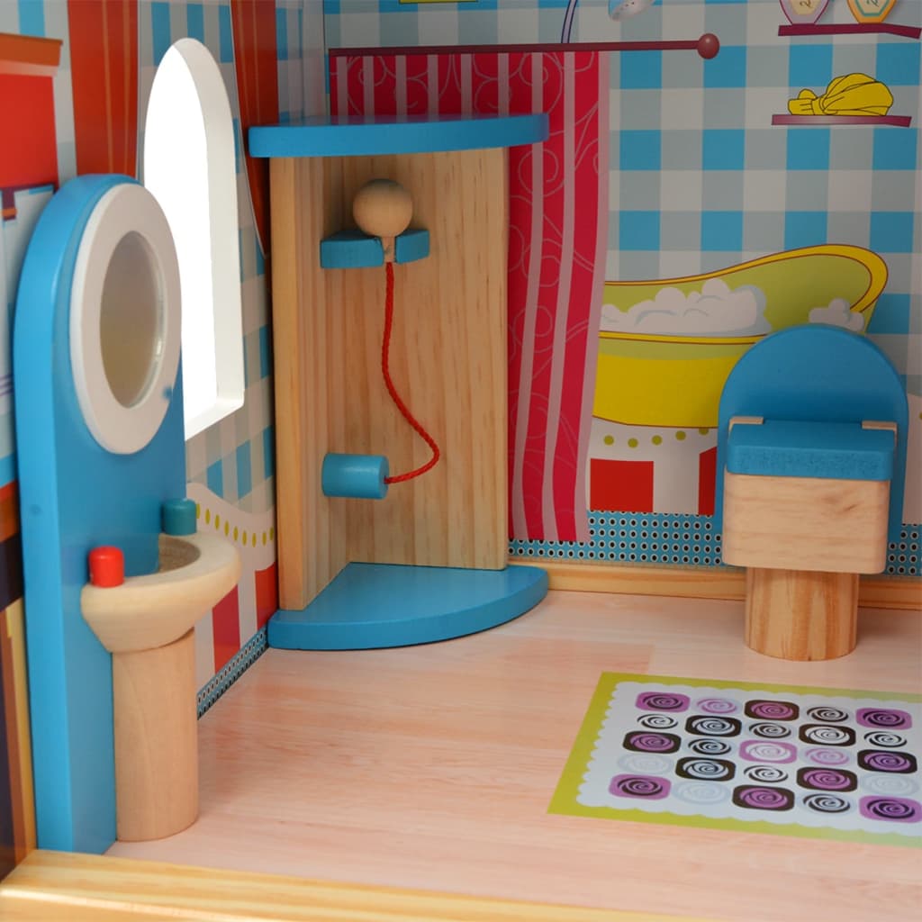 Casa de muñecas Imagine Kids 3 pisos madera rosa 90x60x30 cm