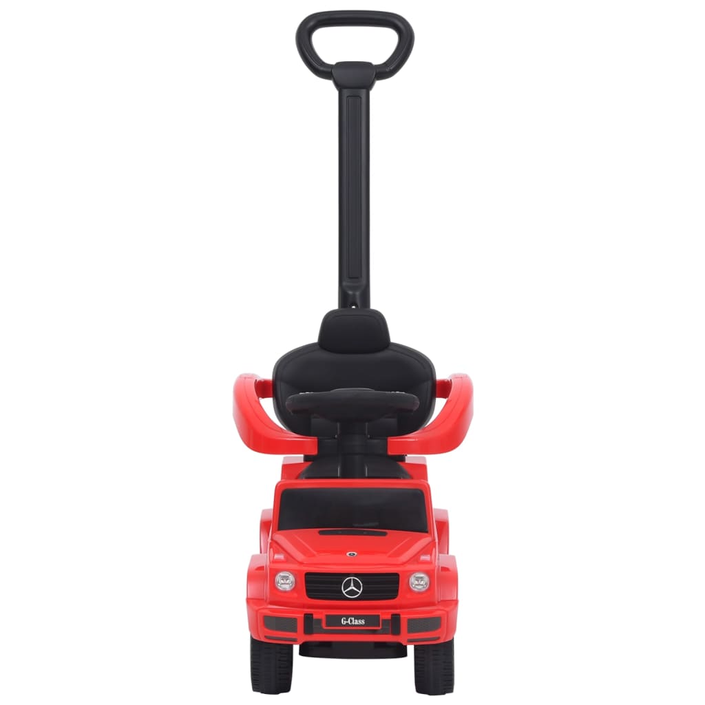 Coche infantil Mercedes Benz G63 con asa de empuje +1A rojo frontal