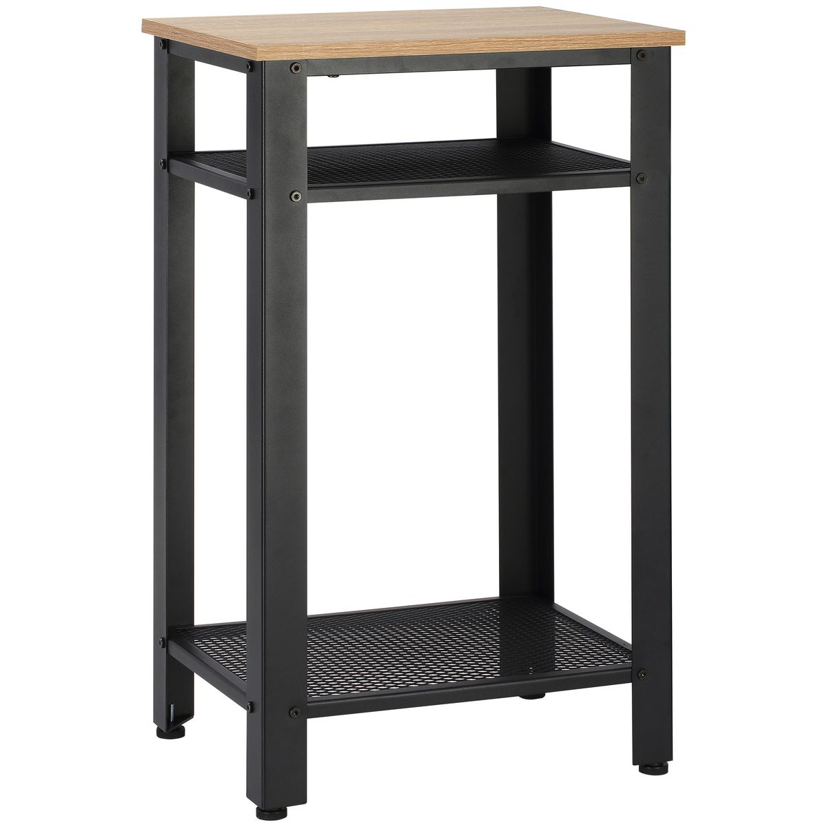 Mesita auxiliar Lena Homcom 2 estantes natural/negro 75x45x35 cm