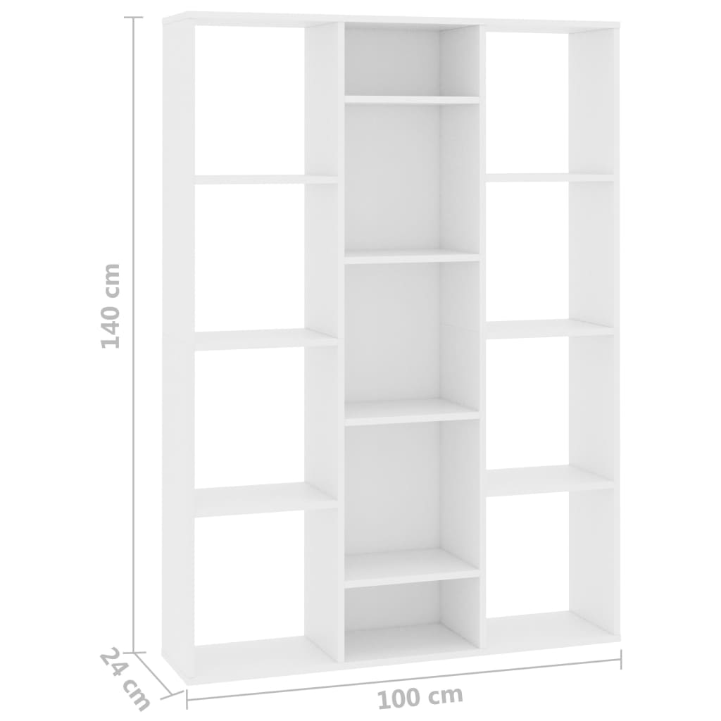 Estantería divisora de ambientes Olga 13 estantes blanco 140x100x24 cm