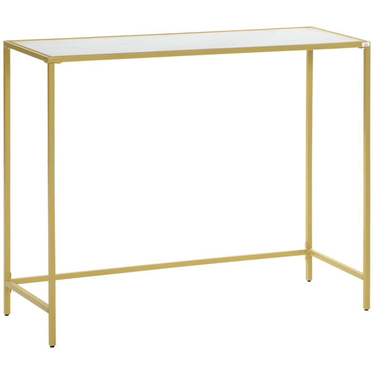 Consola recibidor Bahía Homcom vidrio templado blanco/dorado 80x100,5x35,5 cm