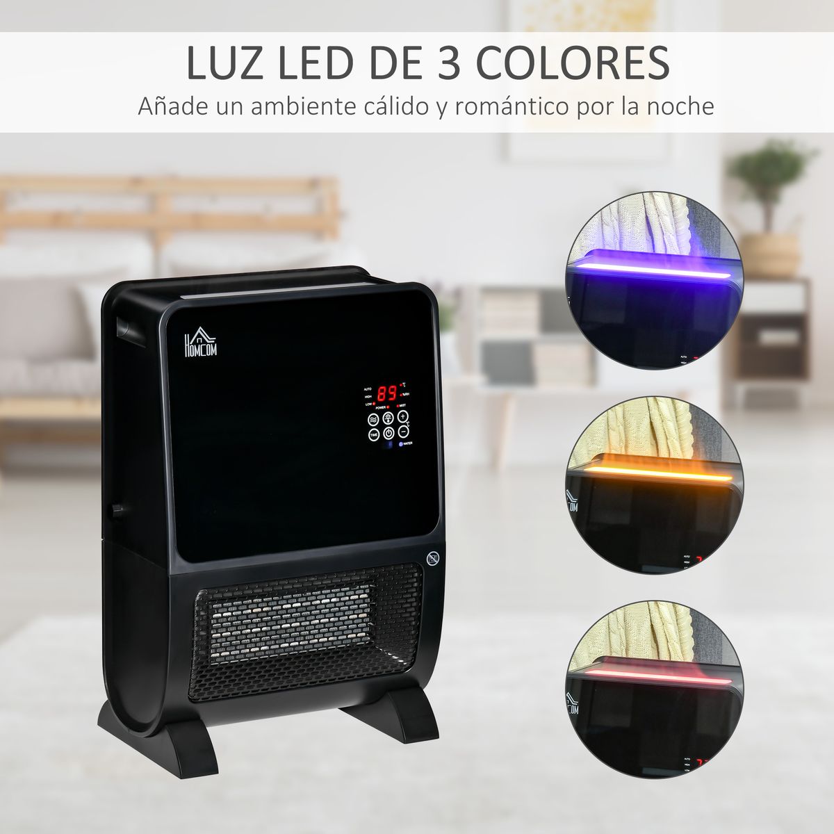 Calefactor portátil 2 en 1 Warm Winter Homcom 2000W mando a distancia negro