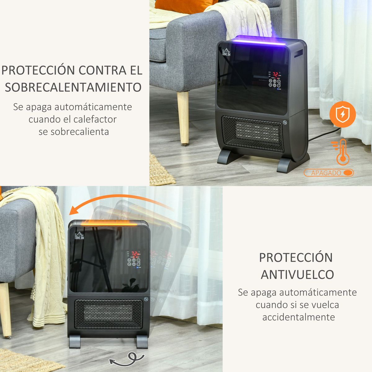 Calefactor portátil 2 en 1 Warm Winter Homcom 2000W mando a distancia negro