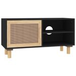 Mueble bajo de TV Beka 2 estantes + 1 puerta negro/natural 40x80x30 cm