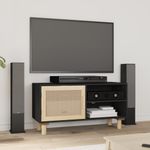 Mueble bajo de TV Beka 2 estantes + 1 puerta negro/natural 40x80x30 cm