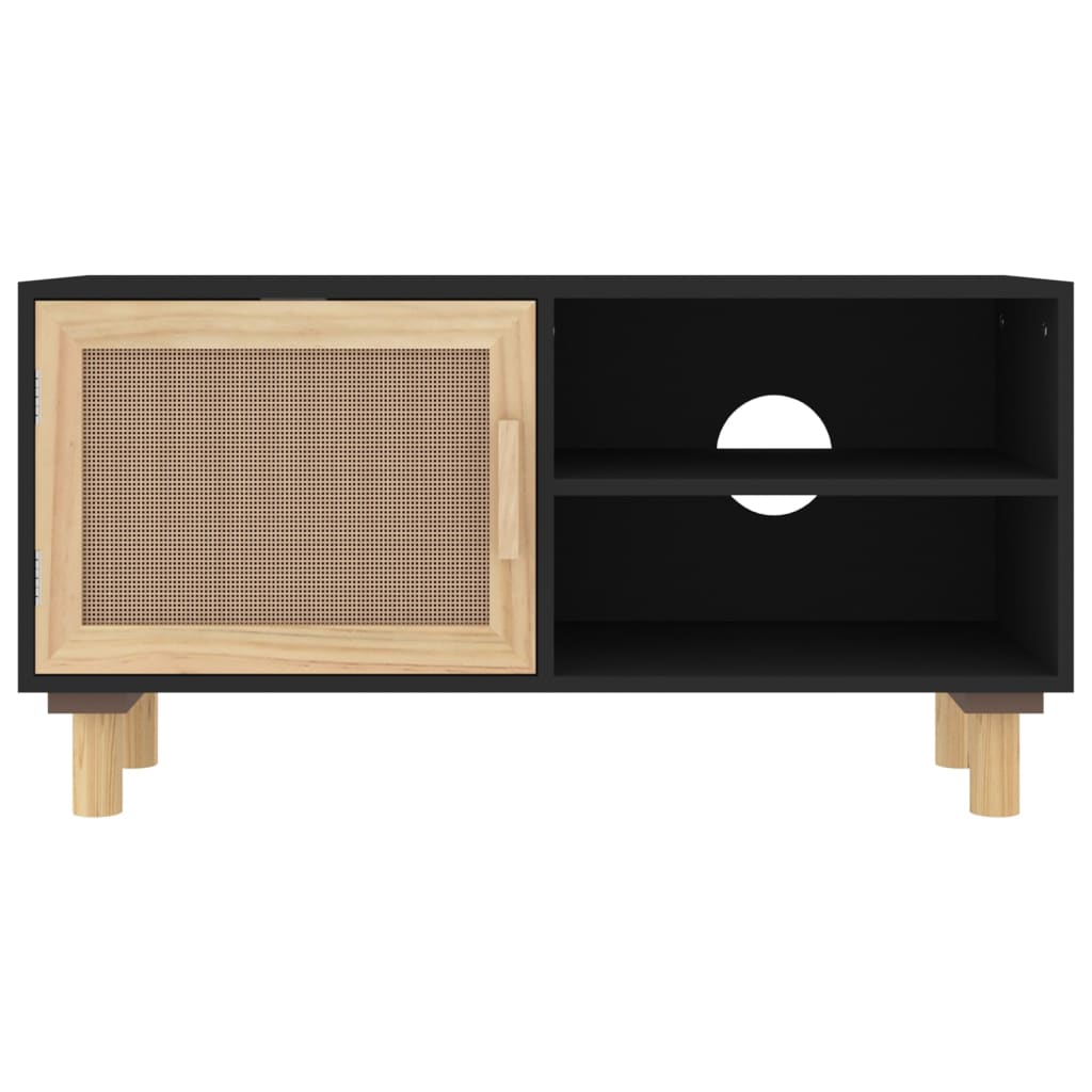 Mueble bajo de TV Beka 2 estantes + 1 puerta negro/natural 40x80x30 cm
