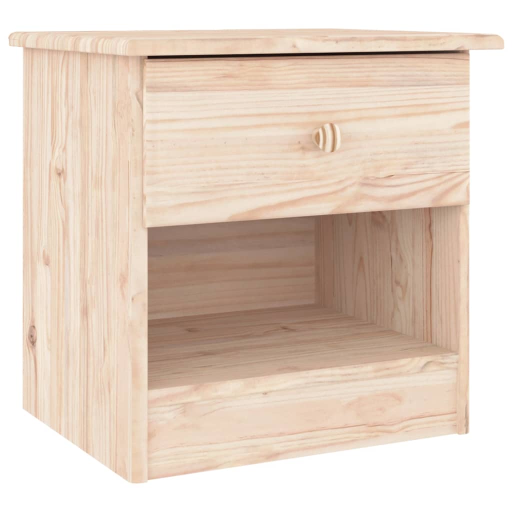 Mesita de noche Alta 1 cajón + 1 hueco madera natural 41x41x35 cm