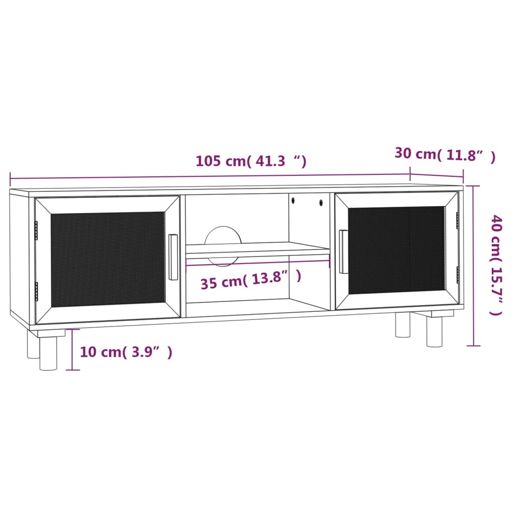 Mueble bajo de TV Beka 2 estantes + 2 puertas natural 40x130x30 cm