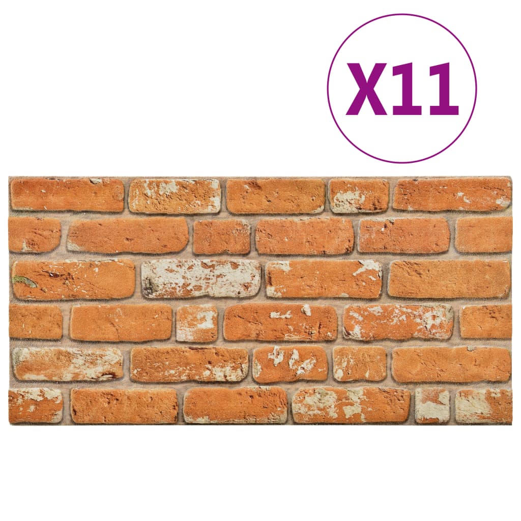 Pack de 11 paneles 3D diseño ladrillo marrón claro 100x50 cm 11 unidades